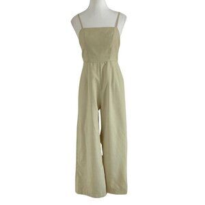 KIDO BEIGE SPAGHETTI STRAPS WIDE LEG TIE-BACK JUMPSUIT - M